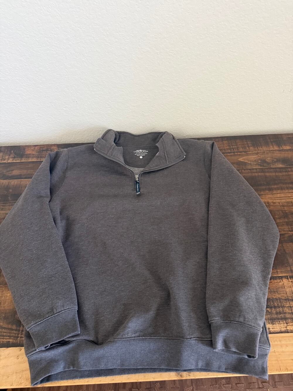 Charles River Apparel Men’s Quarter Zip Pullover Sweatshirt Gray Large